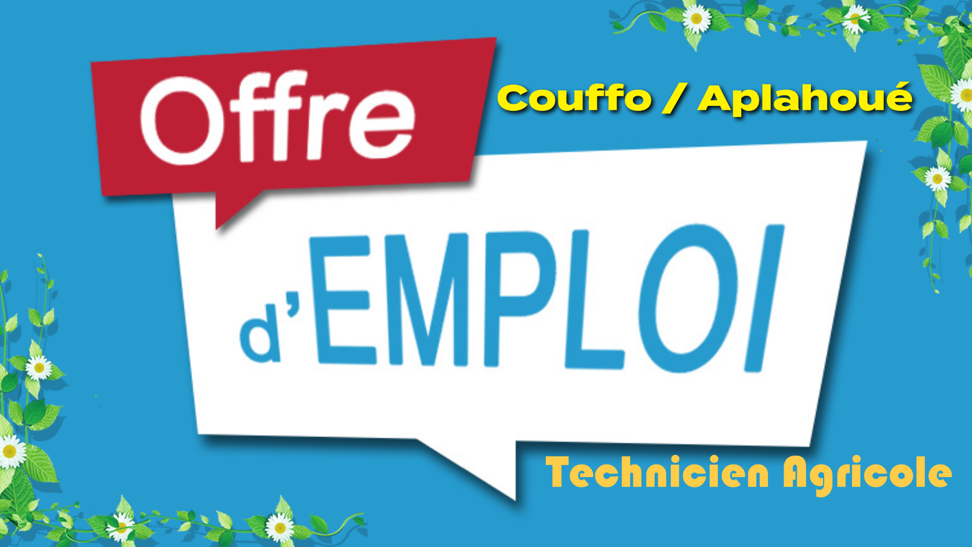 Couffo Emploi : Recrutement d&rsquo;un technicien agricole sur une ferme de la commune d&rsquo;Aplahoué