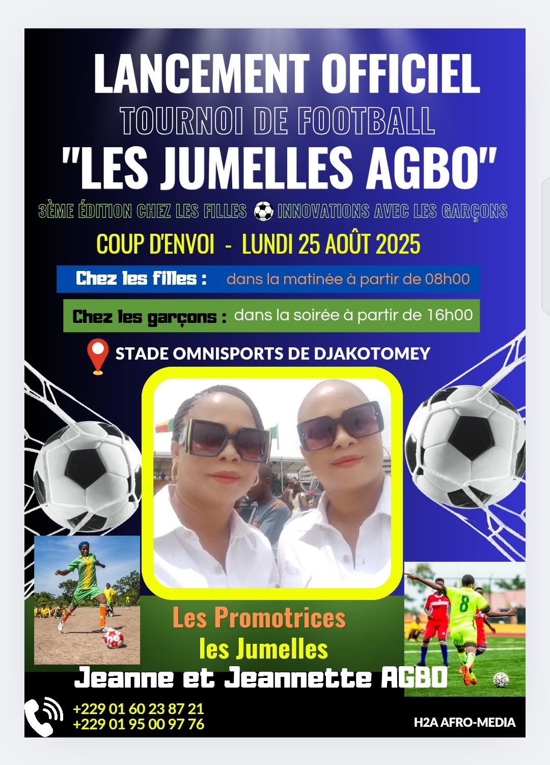 Lancement de la 3ème édition du Tournoi de Football “LES JUMELLES AGBO” avec innovations dans la Commune de Djakotomey